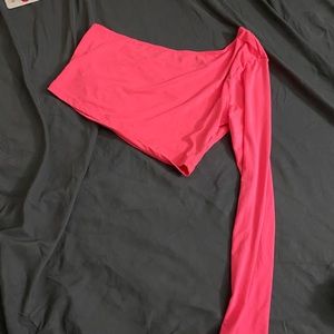 Pink one shoulder crop